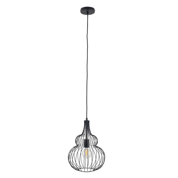 Pacific Dania Matt Black Metal Shaped Wire Pendant 35-300