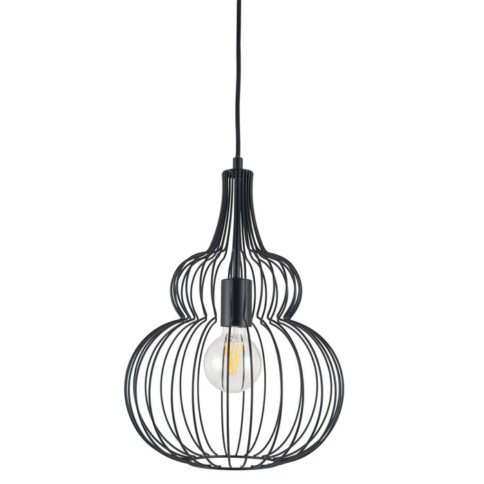 Pacific Dania Matt Black Metal Shaped Wire Pendant 35-300