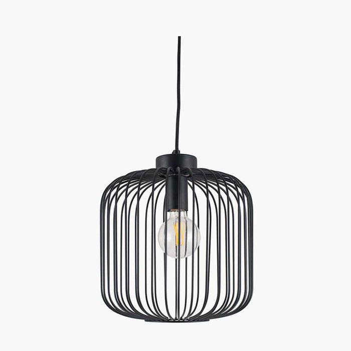 Pacific Dania Matt Black Metal Wire Pendant 35-299