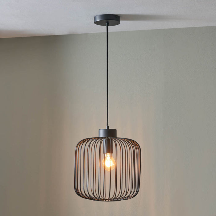 Pacific Dania Matt Black Metal Wire Pendant 35-299