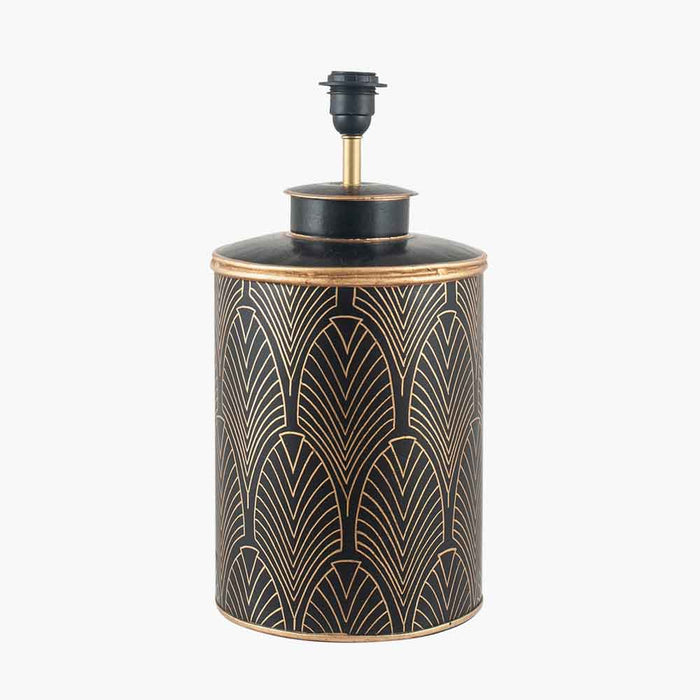 Pacific Deco Black Geo Art Deco Hand Painted Table Lamp 30-655-BO