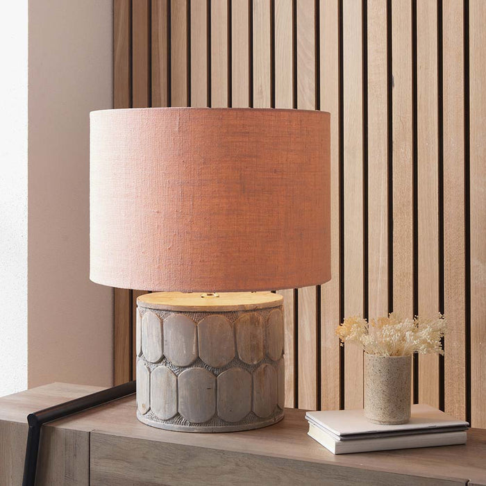 Pacific Edward 50cm Apricot Linen Cylinder Shade 36-032-20AP