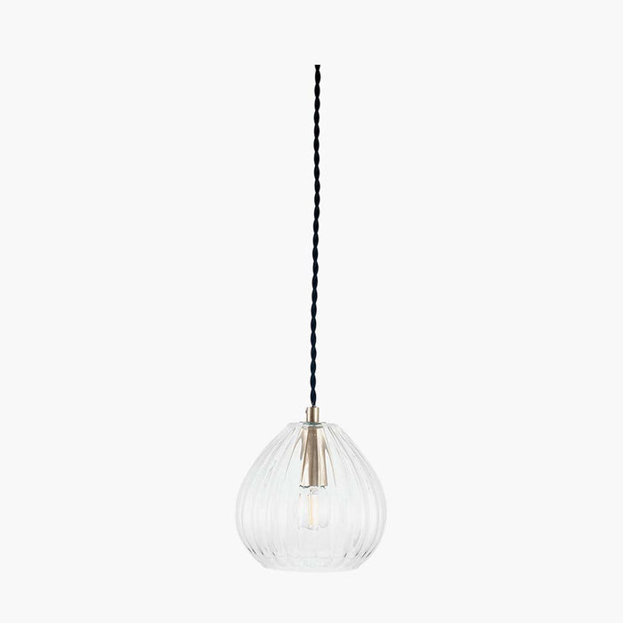 Pacific Ella Clear Ribbed Glass Teardrop Pendant 35-310
