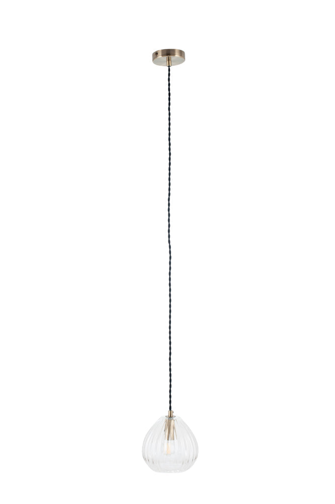 Pacific Ella Clear Ribbed Glass Teardrop Pendant 35-310