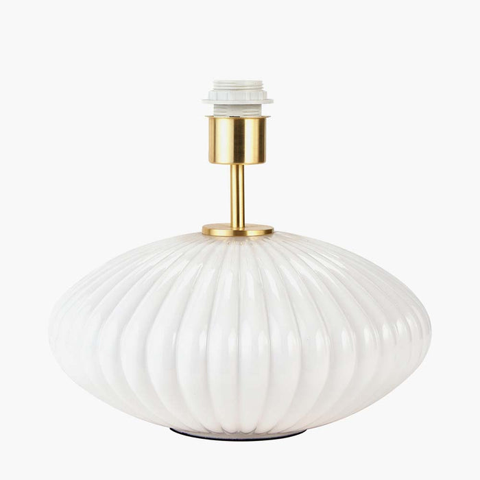 Pacific Emilia White Ribbed Glass & Gold Metal Oval Table Lamp 30-963-BO