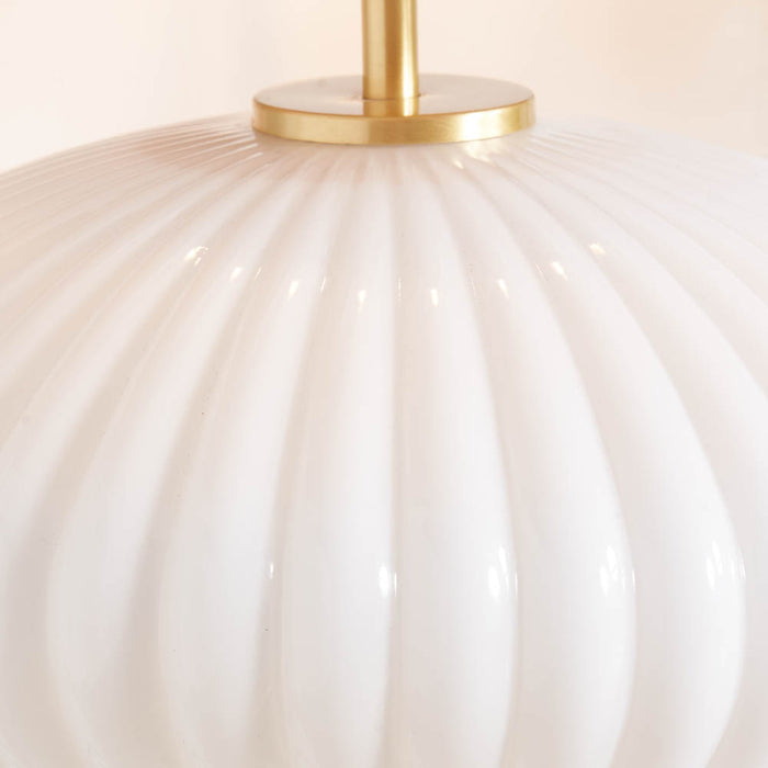 Pacific Emilia White Ribbed Glass & Gold Metal Oval Table Lamp 30-963-BO
