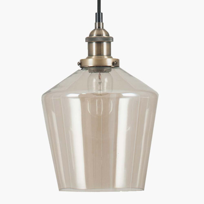 Pacific Emmanuelle Antique Brass Metal and Lustre Glass Pendant 35-126