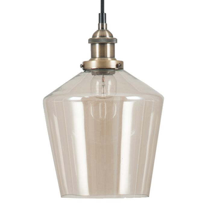 Pacific Emmanuelle Antique Brass Metal and Lustre Glass Pendant 35-126