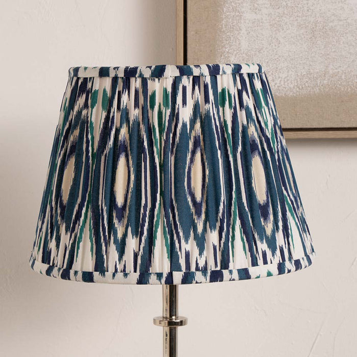 Pacific Izara 30cm Ocean Blue Ikat Patterned Gathered Tapered Shade 36-067-12OB