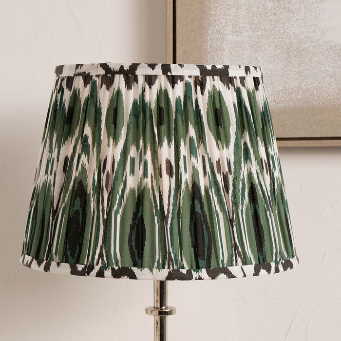 Pacific Izara 35cm Racing Green Ikat Patterned Gathered Tapered Shade 36-067-14RG