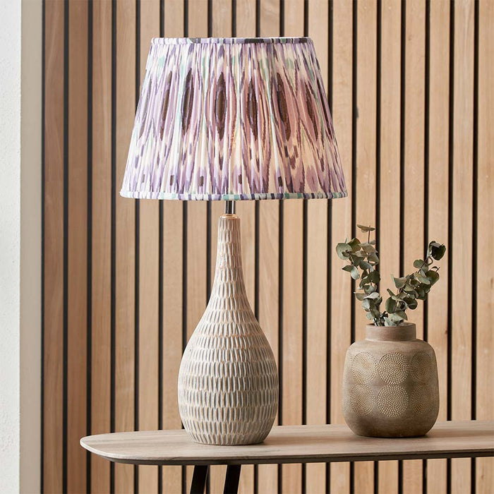 Pacific Izara 40cm Lilac Ikat Patterned Gathered Tapered Shade 36-067-16LI