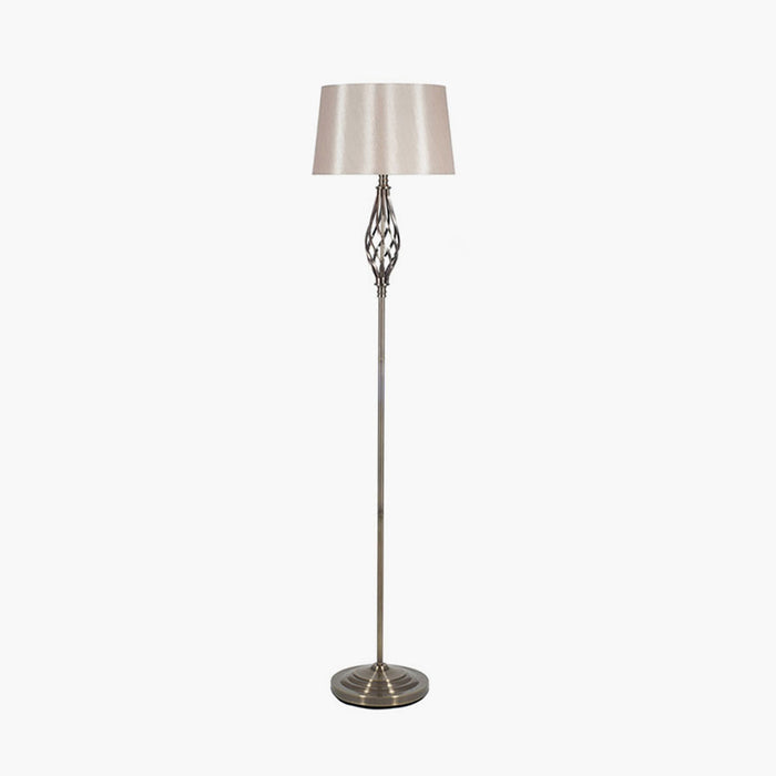 Pacific Jenna Antique Brass Metal Twist Detail Floor Lamp 32-040-C