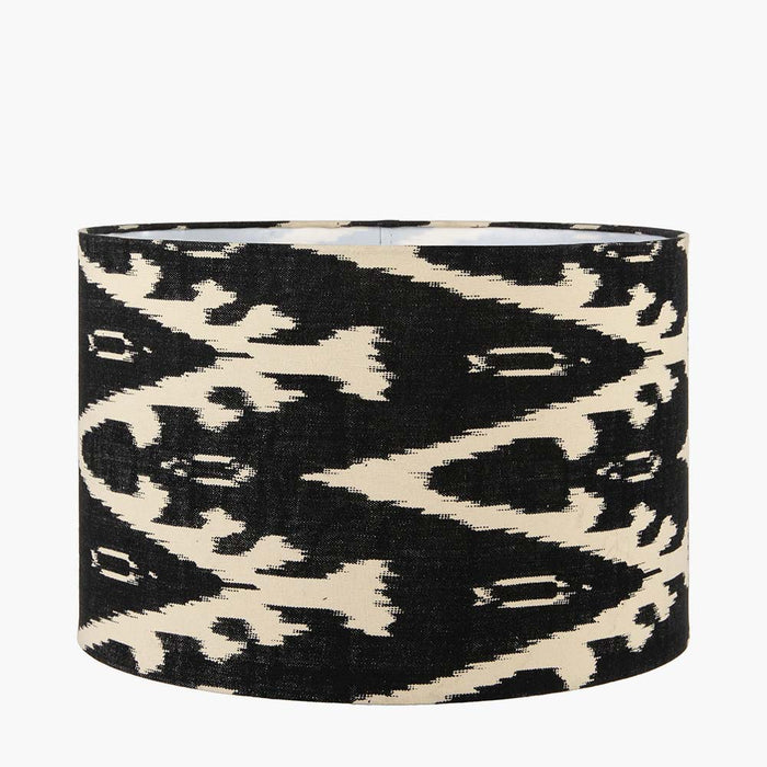 Pacific Lars 35cm Black Ikat Patterned Cylinder Shade 36-066-14BK
