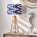 Pacific Lars 35cm Ocean Blue Ikat Patterned Cylinder Shade 36-066-14OB
