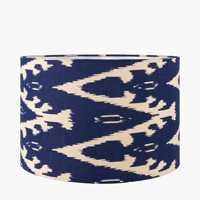 Pacific Lars 40cm Ocean Blue Ikat Patterned Cylinder Shade 36-066-16OB