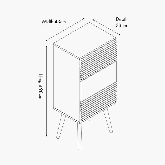 Pacific Larvik Natural Eucalyptus Wood 3 Drawer Tall Unit