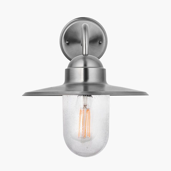 Pacific Lilium Brushed Steel Metal and Glass Fisherman Wall Light 40-012