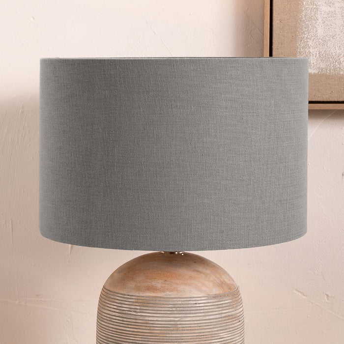 Pacific Lino 35cm Steel Grey Self Lined Linen Drum Shade 36-261-14SG