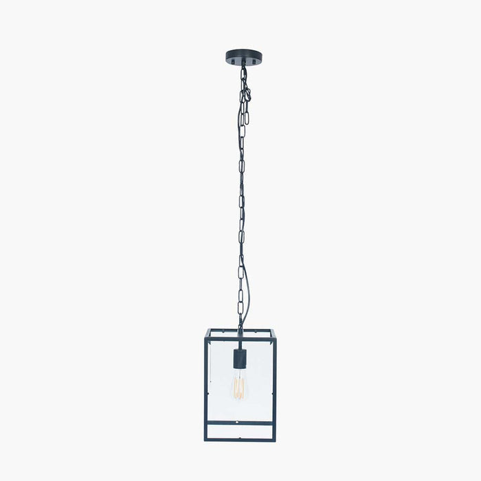 Pacific Llewellyn Matt Black Metal and Glass Pendant 35-254