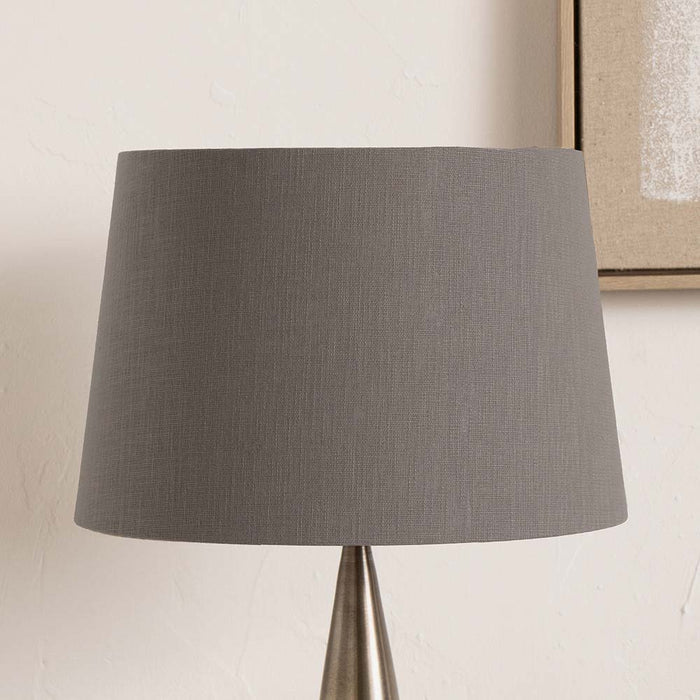 Pacific Lys 25cm Steel Grey Self Lined Linen Tapered Cylinder Shade 36-074-10SG