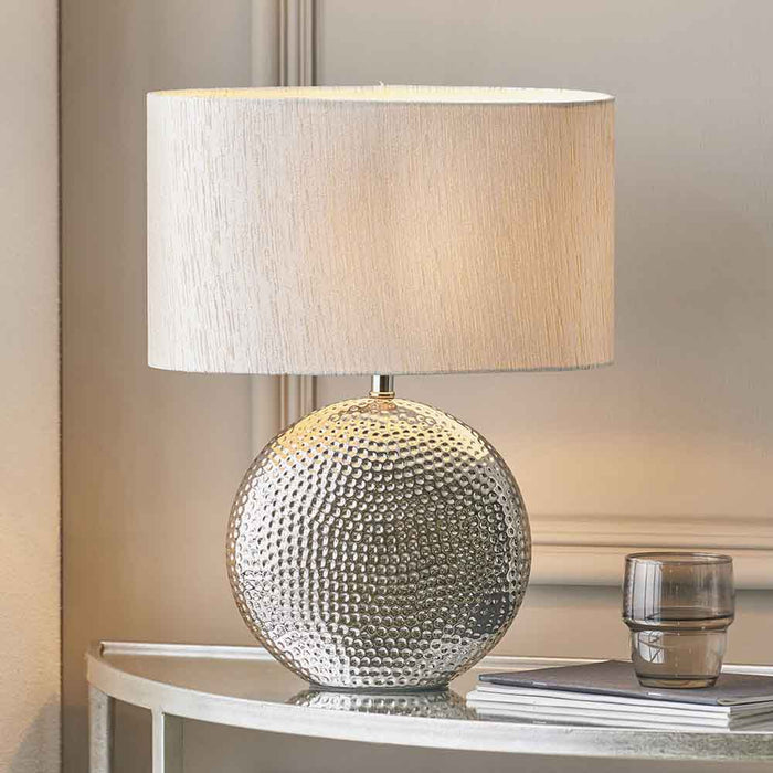 Pacific Mabel Silver Dot Textured Ceramic Table Lamp 30-154-C