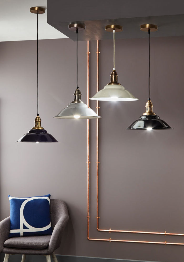 Pacific Macchiato Grey and Silver Metal Cafe Pendant 35-101
