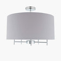Pacific Plaza Silver Metal and Grey Linen Pendant 35-289
