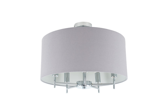 Pacific Plaza Silver Metal and Grey Linen Pendant 35-289