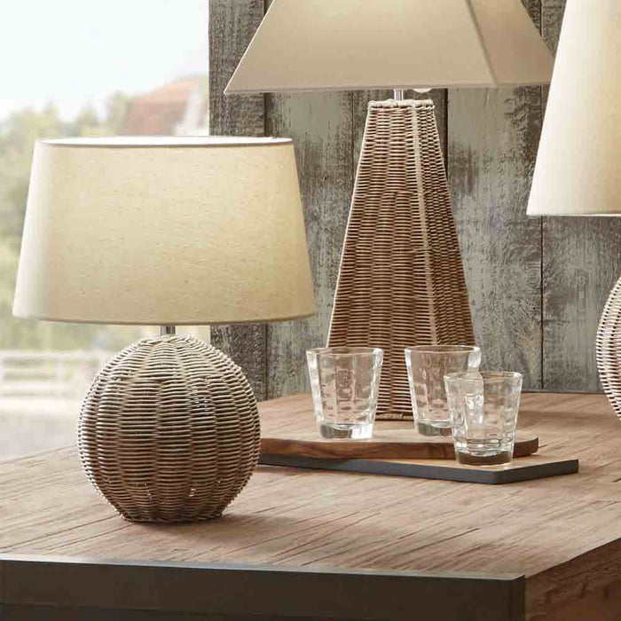 Pacific Raffles Small Rattan Cream Wash Table Lamp 500-C
