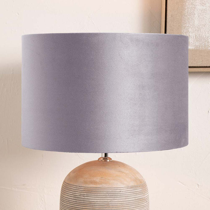 Pacific Rene 30cm Light Grey Velvet Cylinder Shade 36-069-12LG