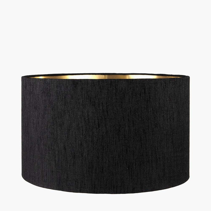 Pacific Stellan 40cm Black Slubbed Faux Silk Gold Lined Cylinder Shade 36-068-16BK