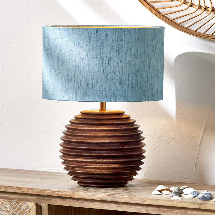 Pacific Stellan 45cm Duck Egg Slubbed Faux Silk Gold Lined Cylinder Shade 36-068-18DE