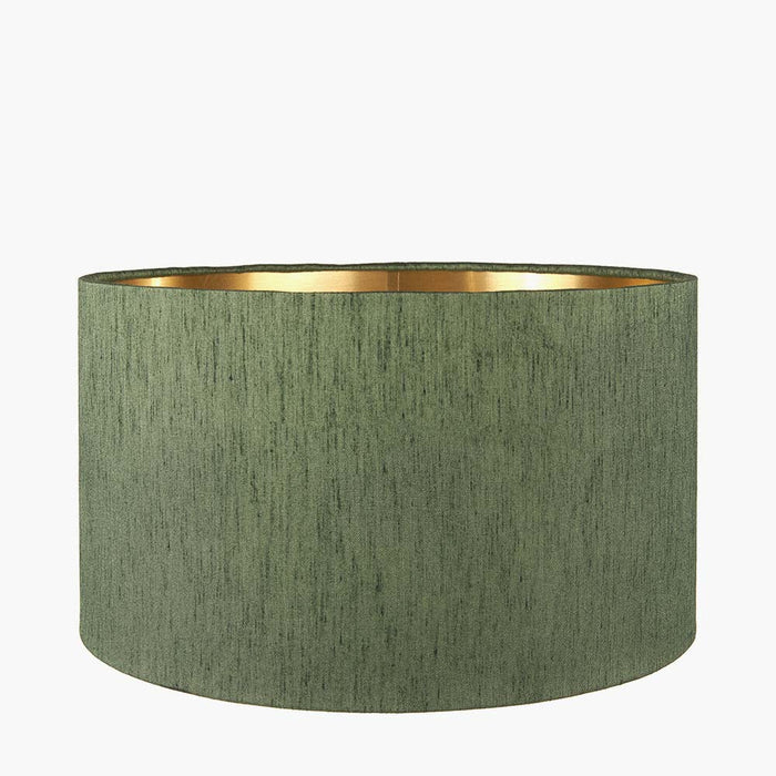 Pacific Stellan 45cm Green Slubbed Faux Silk Gold Lined Cylinder Shade 36-068-18GR
