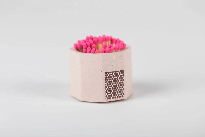 Pale Pink Match Match Holder w/ Striker & Lavender Matches by Tenn Prairie