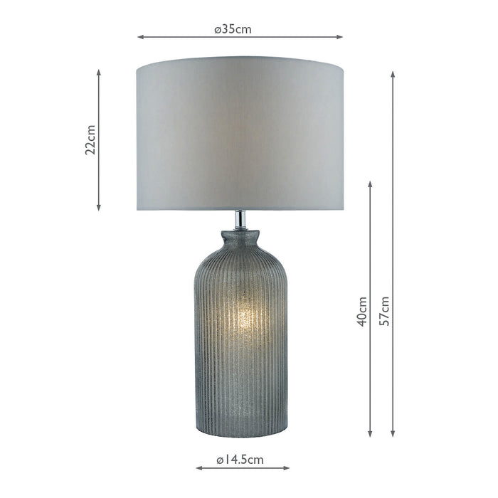 Pamplona Dual Light Table Lamp Grey Glass With Shade <br>Grey Glass