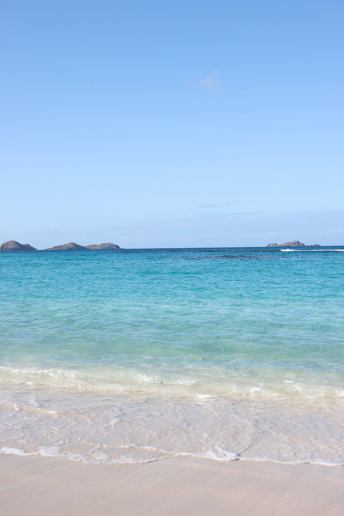 St Barts Beach scene with clear blue water and sky