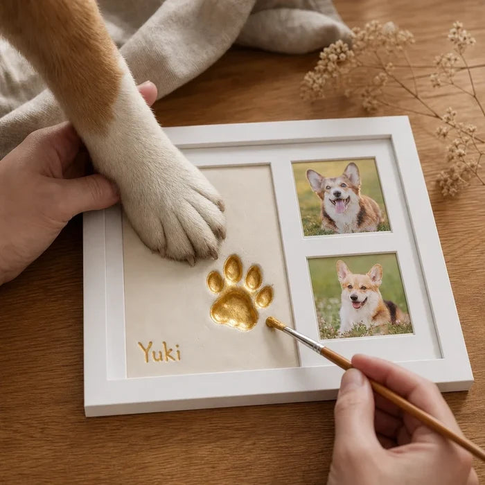 Pawprint Keepsake – Three-Window Paw Print Frame