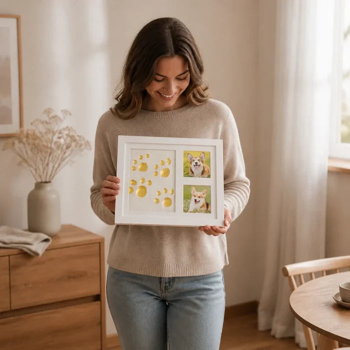 Pawprint Keepsake – Three-Window Paw Print Frame