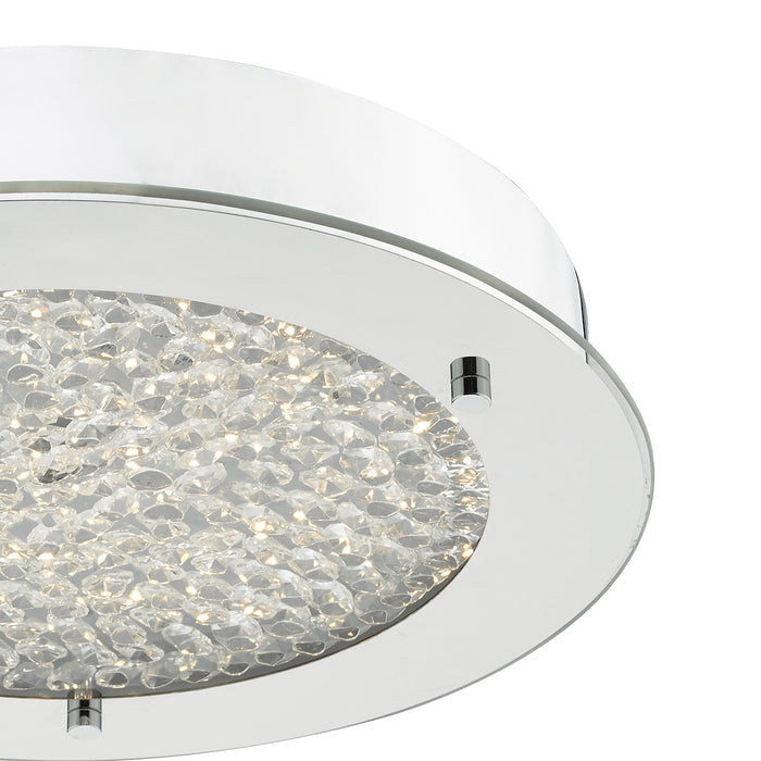 Peta Small Bathroom Flush Polished Chrome Crystal Light LED IP44<br>Polished Chrome