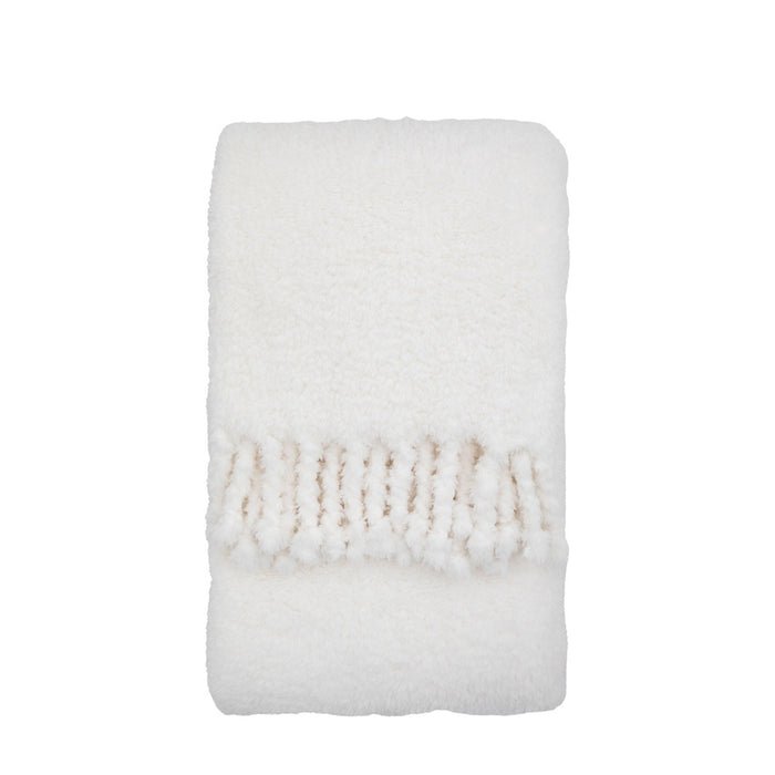 Plain Fringe Teddy Throw Natural