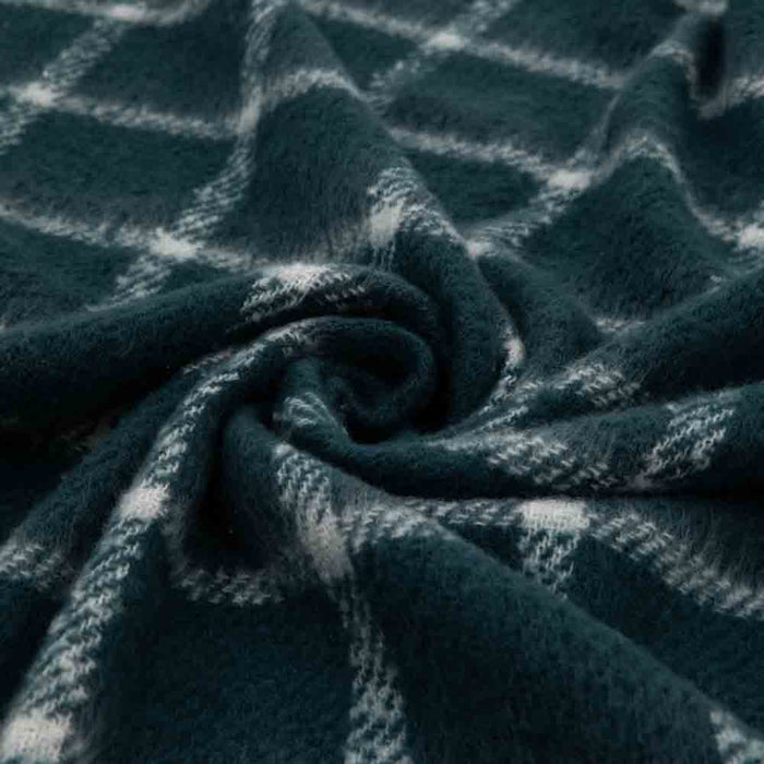 Poly Mohair Check Throw Blue