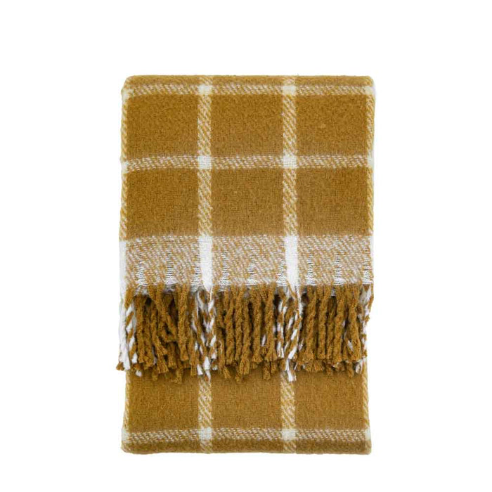 Poly Mohair Check Throw Mustard