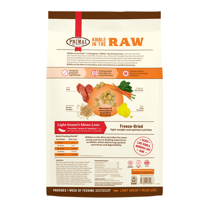 Primal Pet Foods Kibble in the Raw Beef Recipe for Dogs