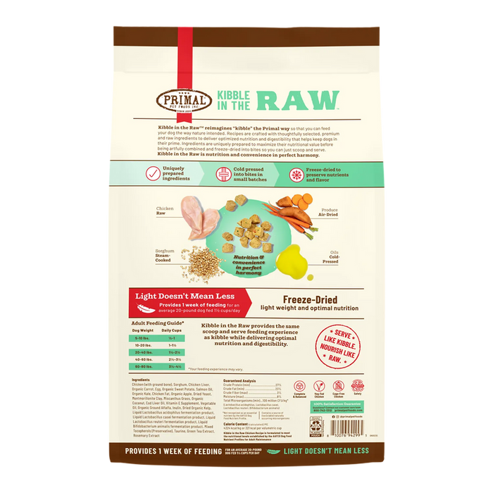 Primal Pet Foods Kibble in the Raw Chicken Recipe for Dogs