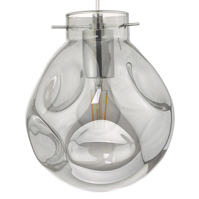 Quinn Pendant Polished Chrome & Smoked Glass<br>Polished Chrome