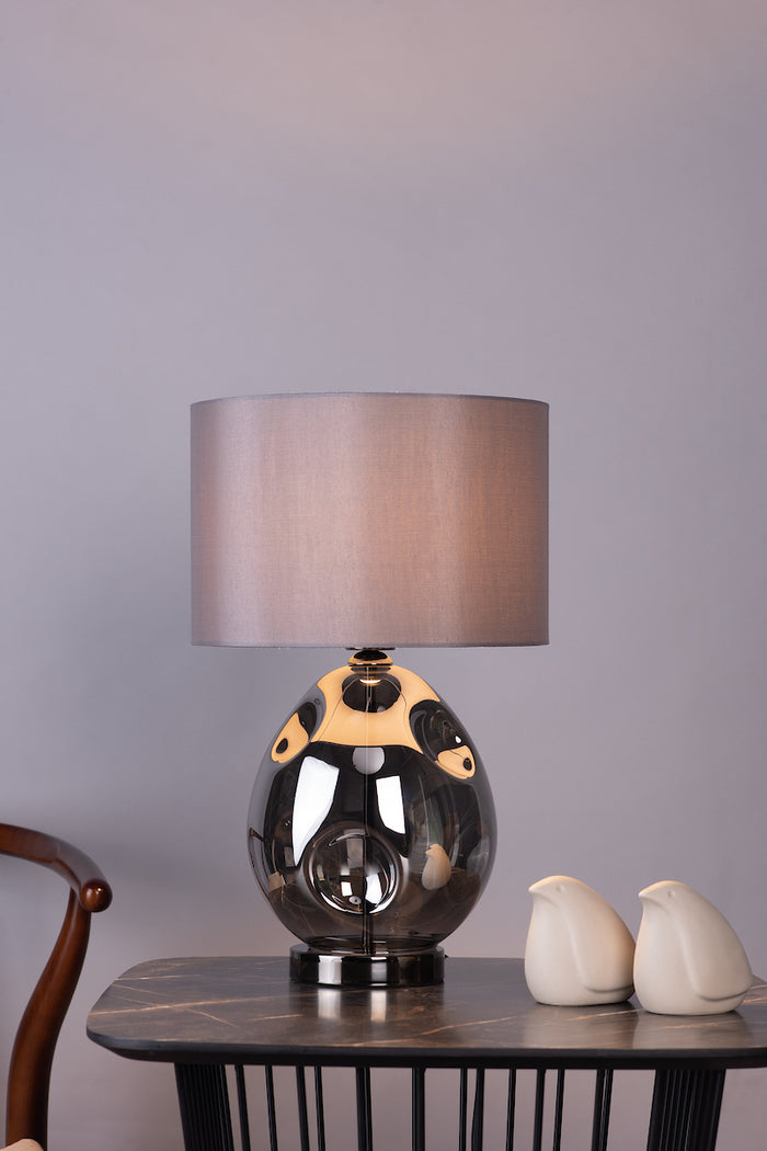 Quinn Table Lamp Smoked Glass With Shade <br>Smoked Glass