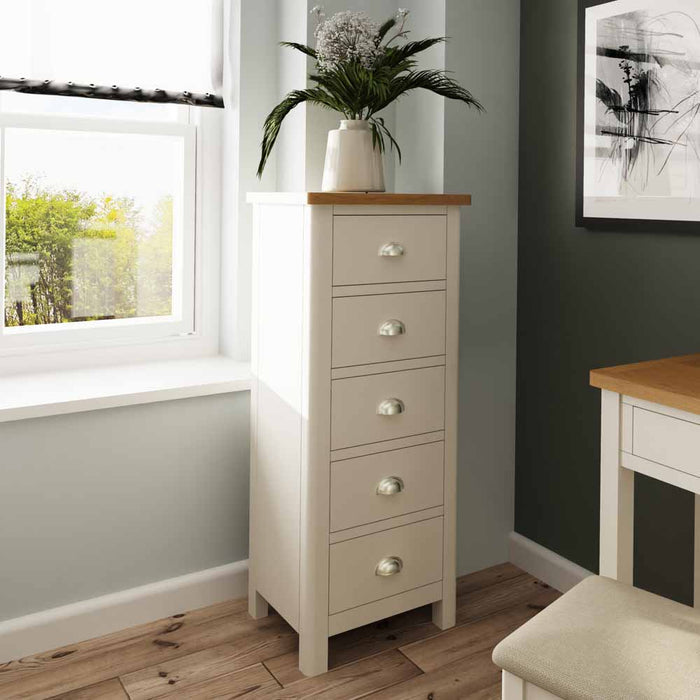 Raleigh 5 Drawer Narrow Chest Truffle