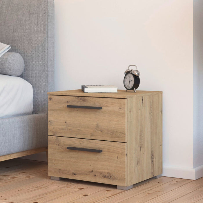Rauch Aldono 2 Drawer Bedside Table - Artisan Oak With Graphite Handles