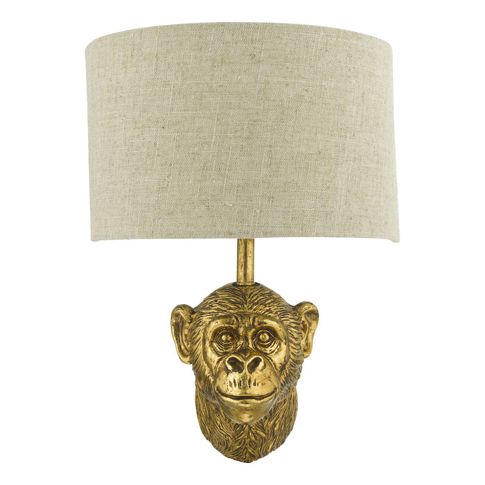 Raul Monkey Wall Light Gold With Shade <br>Matt Gold