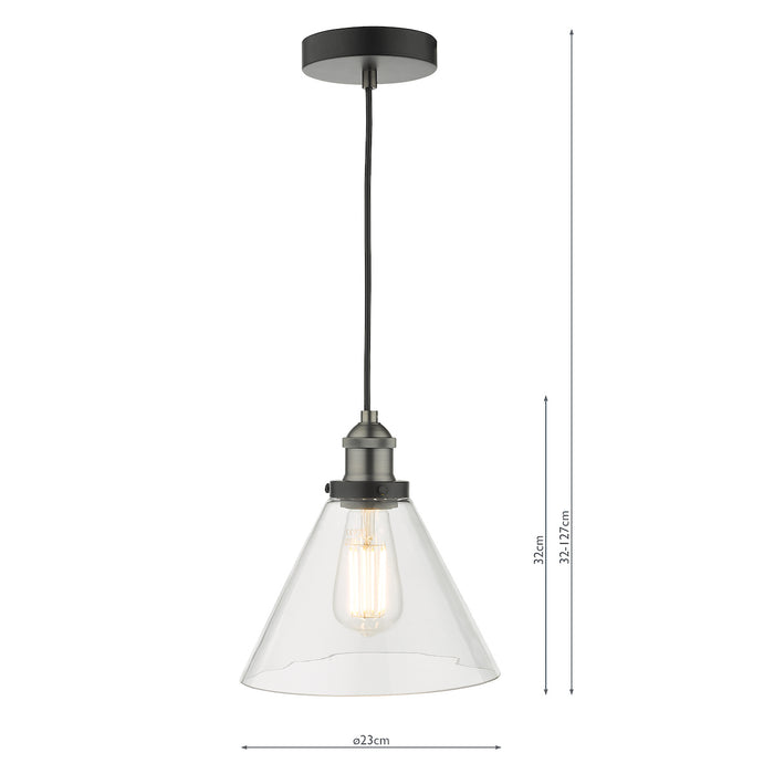 Ray 1 Light Single Pendant Antique Nickel Clear Glass<br>Antique Nickel
